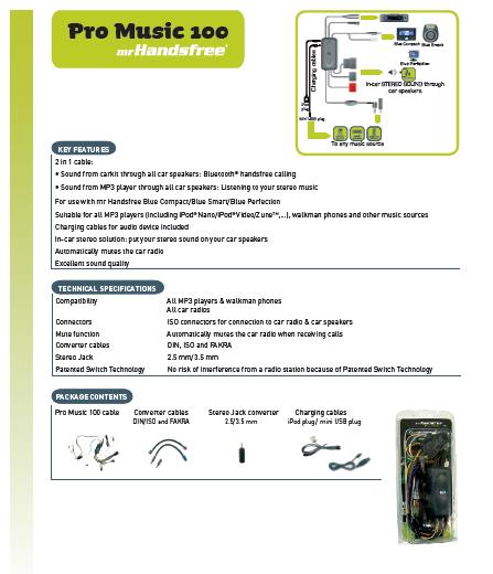 New Pro Music 100 Mr Handsfree Bluetooth add on:
