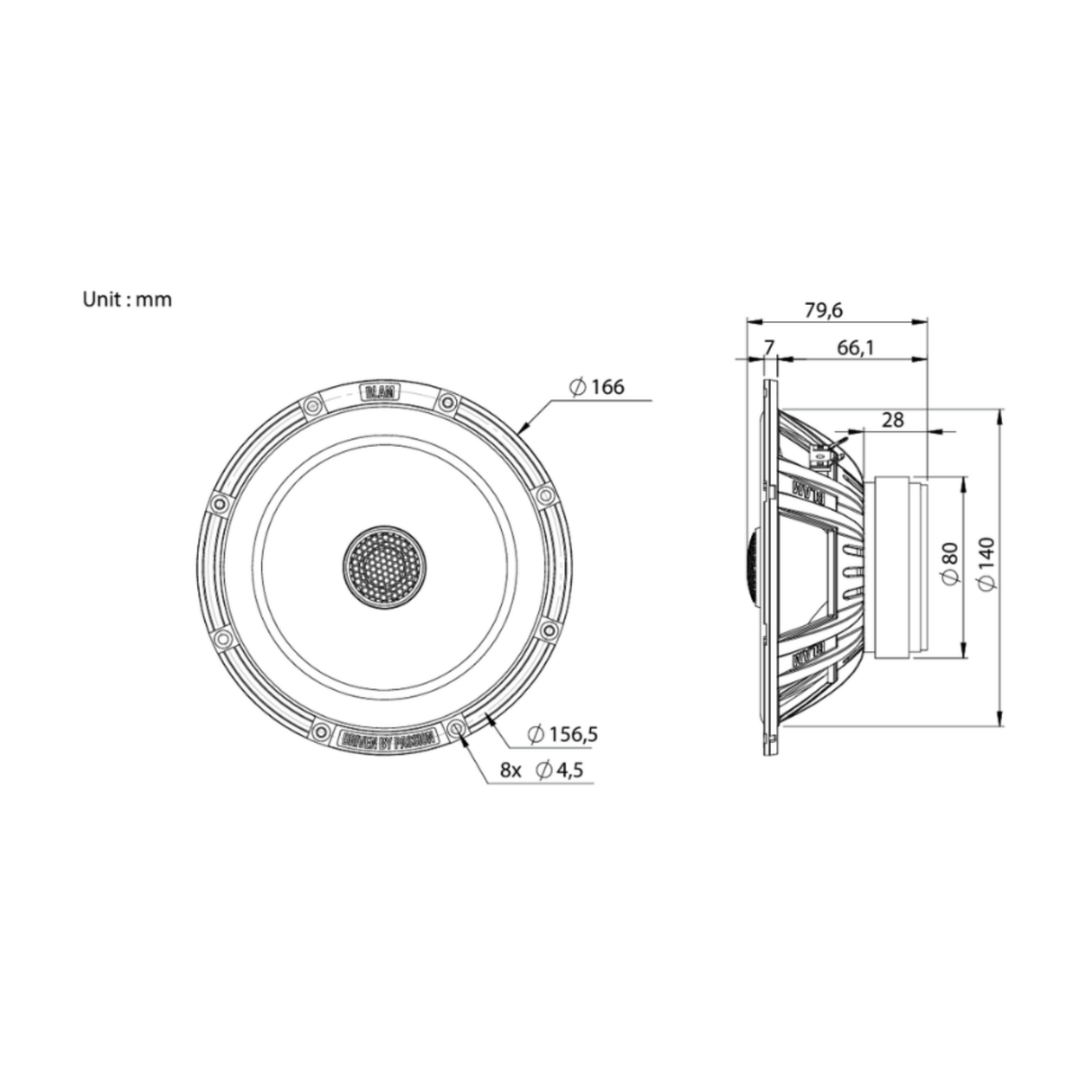 BLAM BLAM EXPRESS 165EC Front/Rear Door Coaxial Speaker Upgrade Kit for Ford Edge (2015-2019) - SFK-FOR2-EC165