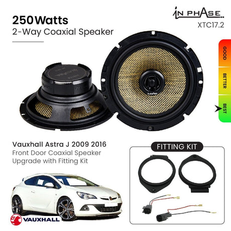 In Phase Car Speakers and Subs In Phase Vauxhall Astra J 2009 2016 Front Door Coaxial Speaker Upgrade with Fitting Kit