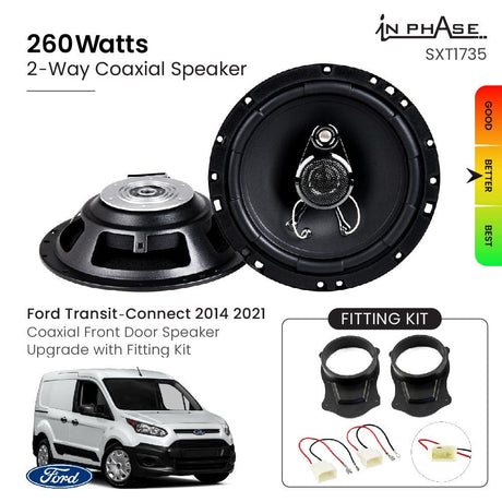 In Phase Car Speakers and Subs In Phase Ford Transit-Connect 2014 2021 Coaxial Front Door Speaker Upgrade with Fitting Kit