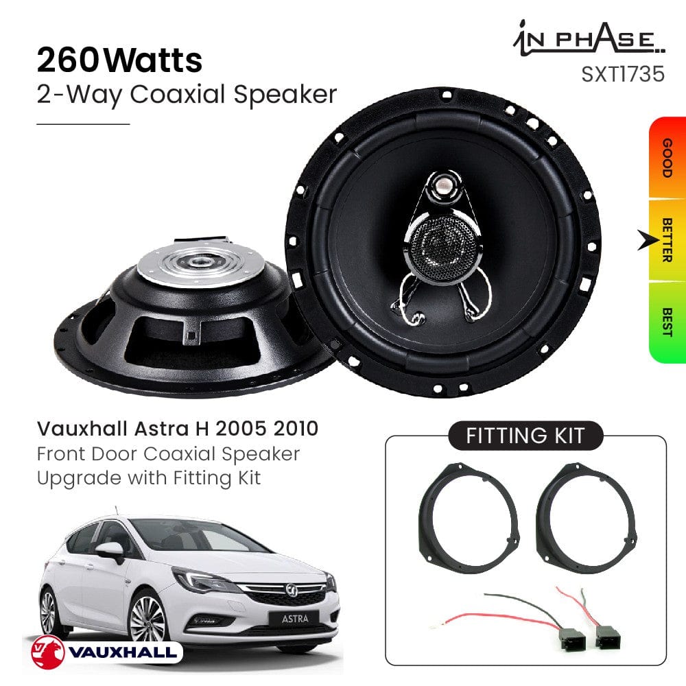 In Phase Car Speakers and Subs In Phase Vauxhall Astra H 2005 2010 Front Door Coaxial Speaker Upgrade with Fitting Kit