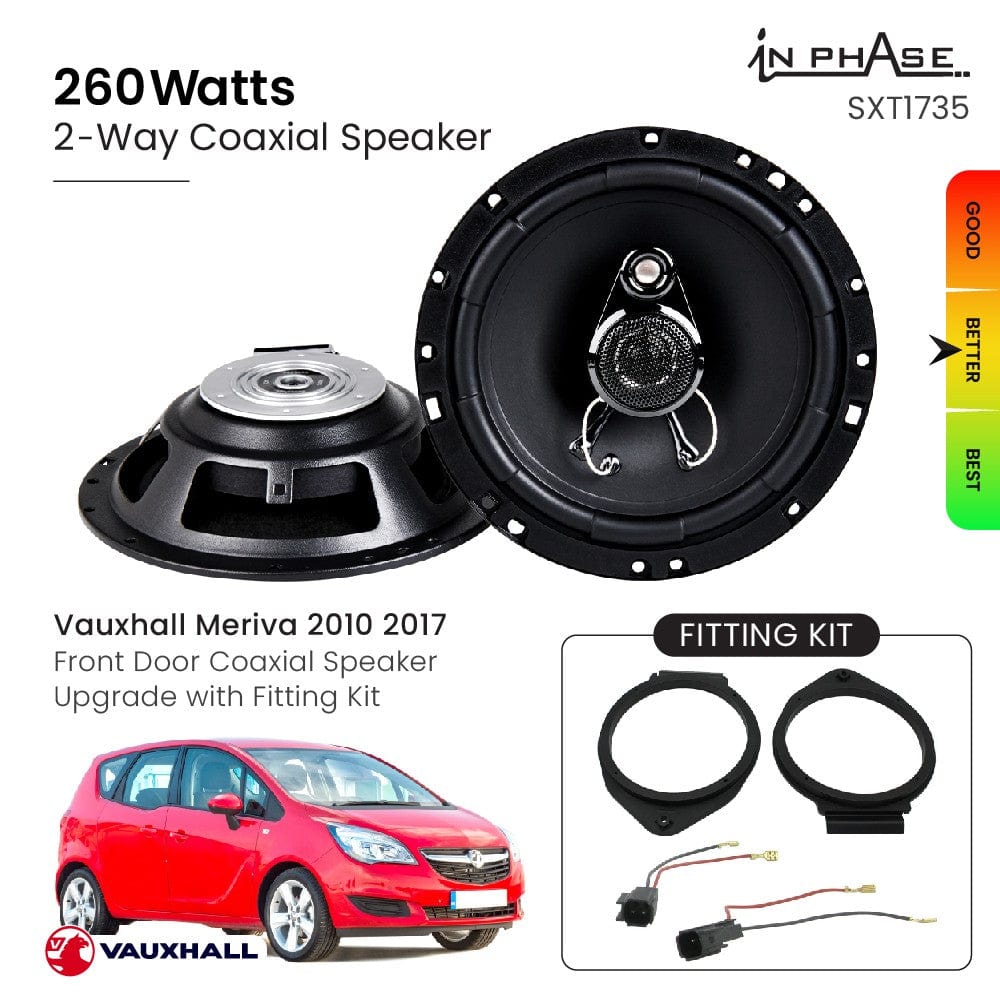 In Phase Car Speakers and Subs In Phase Vauxhall Meriva 2010 2017 Front Door Coaxial Speaker Upgrade with Fitting Kit