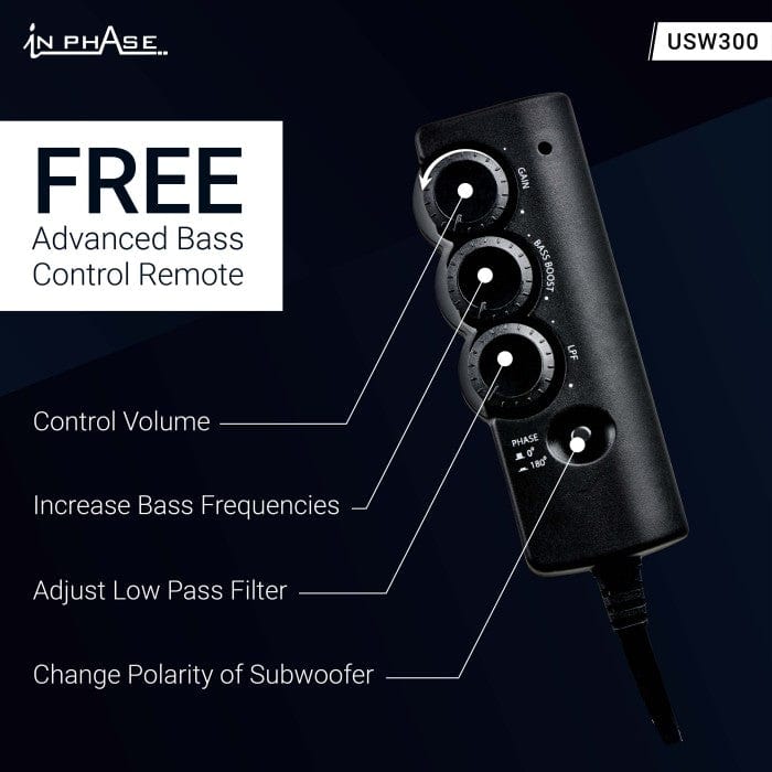In Phase Car Subwoofers In Phase USW300 300W Underseat Ultra Slim Compact Active Subwoofer System Die-Cast Aluminium