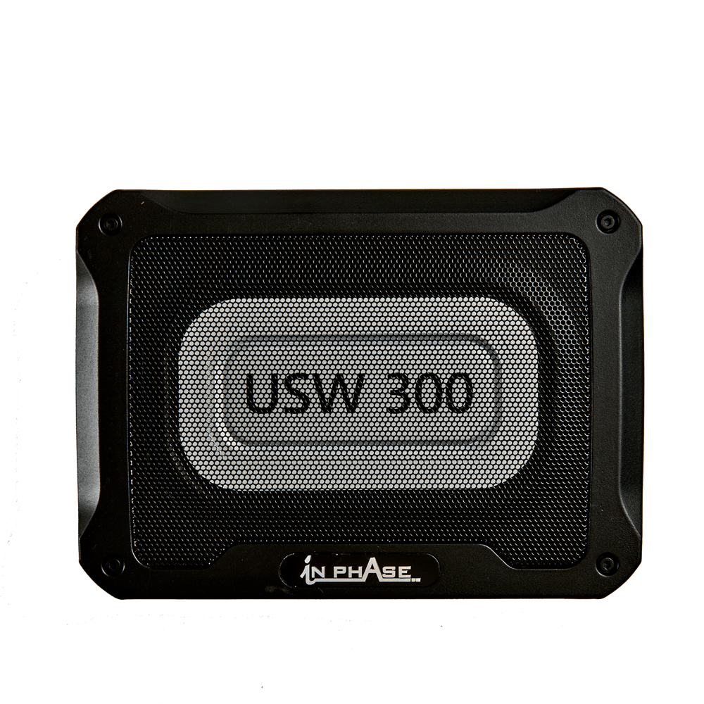In Phase Car Subwoofers In Phase USW300 300W Underseat Ultra Slim Compact Active Subwoofer System Die-Cast Aluminium