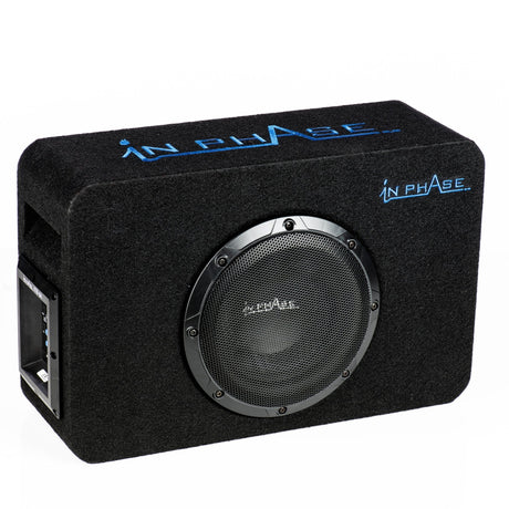 In Phase Car Subwoofers In Phase XTB-8A 600W Active Amplified Subwoofer Enclosure with Built in Class D Amp, Bass Remote and Quick Release Connections