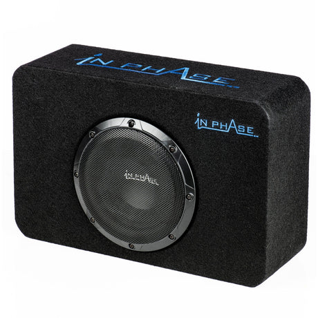 In Phase Car Subwoofers In Phase XTB-8A 600W Active Amplified Subwoofer Enclosure with Built in Class D Amp, Bass Remote and Quick Release Connections