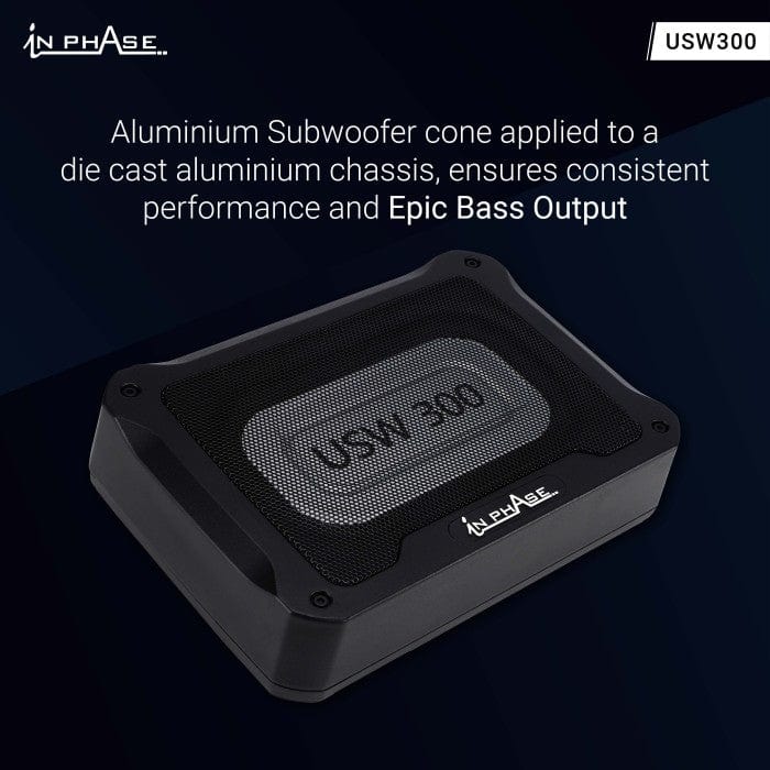 In Phase B-Stock In Phase USW300 300W Underseat Ultra Slim Compact Active Subwoofer System Die-Cast Aluminium