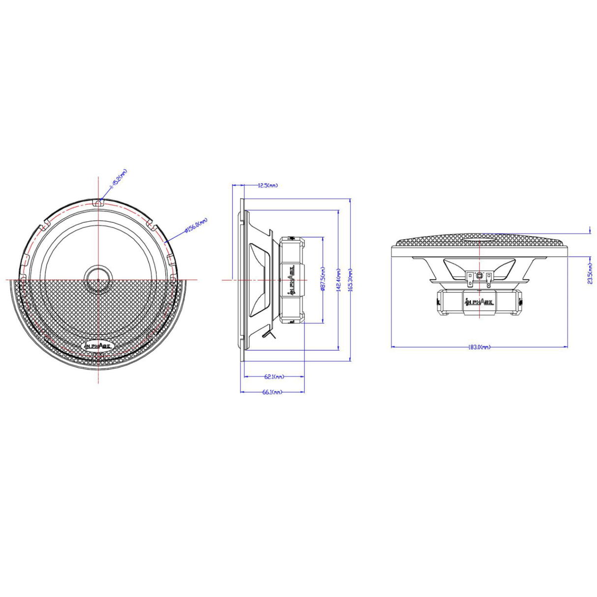In Phase Car Speakers In Phase XTC6CX 6.5" 16.5cm 600 Watt 2 Way Component Door Speakers with Tweeters and Grills