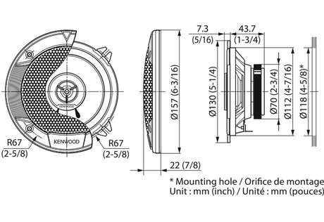Kenwood Car Speakers Kenwood KFC-S1366 Stage Sound Series 13cm Flush Mount 2-Way 2-Speaker System