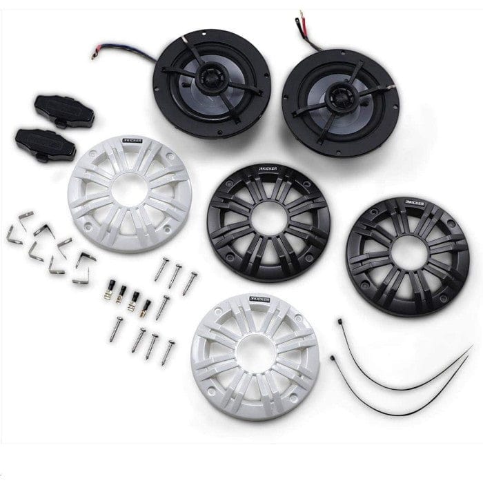 Kicker Fitting Accessories Kicker 45KM44 4" 100 mm Coaxial Speaker System With White & Charcoal Grills