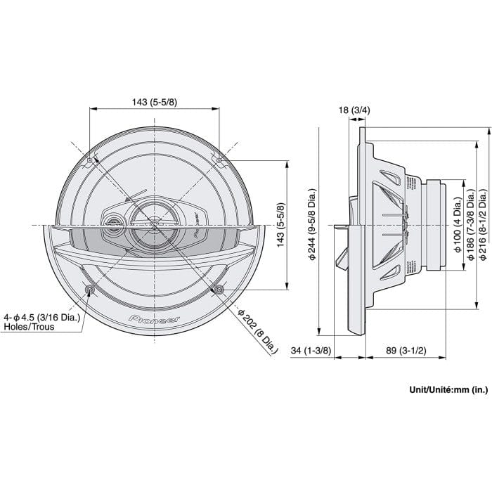 Pioneer Car Speakers and Subs Pioneer TS-A2013i 8" 3 WAYS SPEAKER 500 WATTS