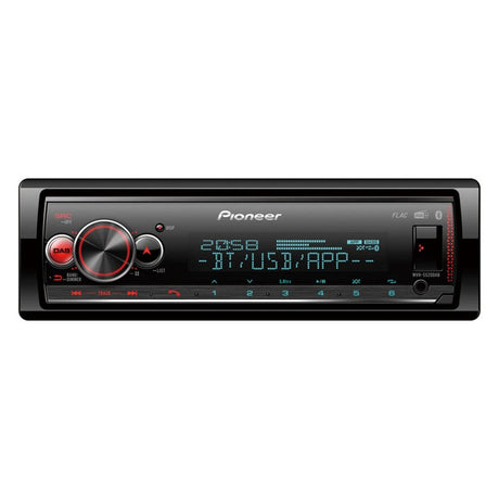 Pioneer Car Stereos Pioneer MVH-S520DAB 1-DIN receiver with DAB/DAB+, Bluetooth, multi colour illumination, USB, Spotify, Pioneer Smart Sync App and compatible with Apple and Android devices.