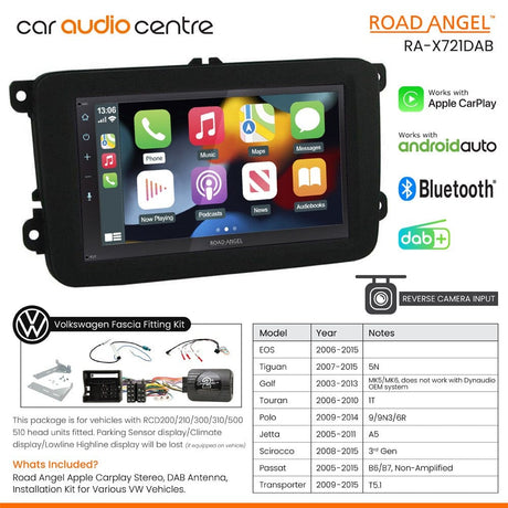 Road Angel Car Stereos Road Angel RA-X721DAB Stereo Upgrade with Fitting Kit for VW Vehicles