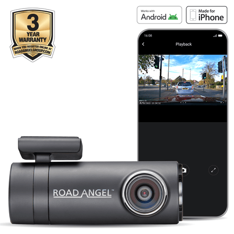 Road Angel Road Safety Halo Drive Dash Cam, 2K 1440p 140° Camera, with Super Night View, Built-In Wi-Fi, Winter Mode