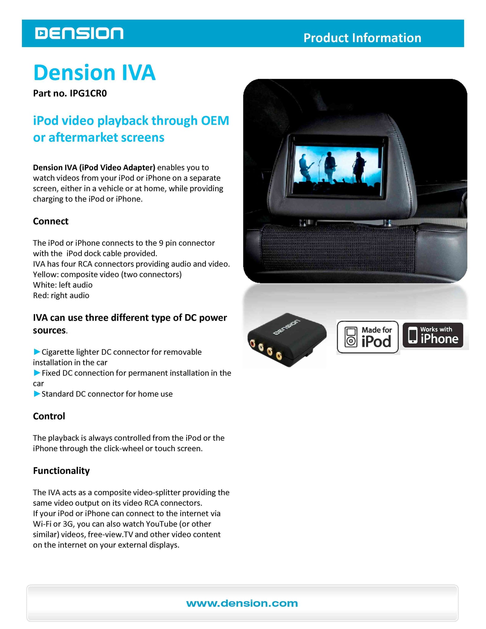 Dension New IVA-ipod Video Adaptor: