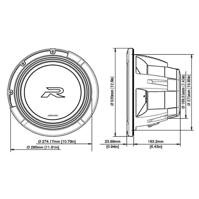 Alpine Car Speakers and Subs Alpine R2-W12D4 12" R-Series Subwoofer with Dual 4-Ohm Voice Coils