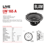 BLAM Car Speakers BLAM LIVE BL-L165-A ACOUSTIC 165mm (6.5") 140W High-Fidelity 2-Channel Component Speaker System