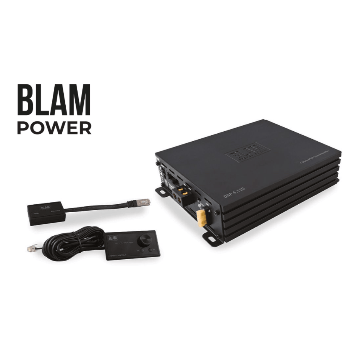 BLAM 4 Channel Amp BLAM Power DSP 4.120 4-Channel Car Audio Amplifier with Integrated DSP & Bluetooth Control (DSP4120)