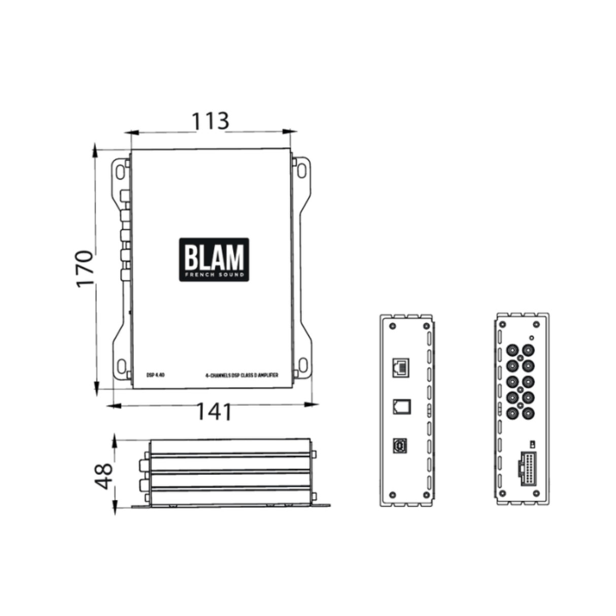 BLAM 4 Channel Amp BLAM Power DSP 4.40 4-Channel Car Audio Amplifier with Integrated DSP & Remote (BL-DSP440)