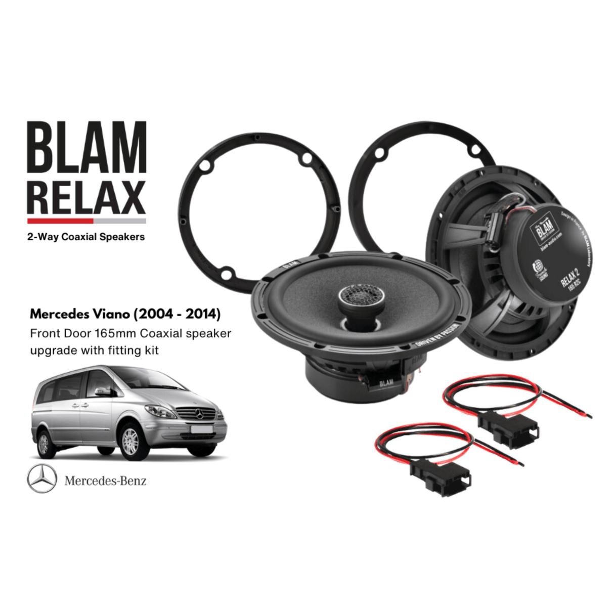 BLAM BLAM RELAX 165RC Front Door Coaxial Speaker Upgrade Kit for Mercedes Viano W639 (2004-2014) - SFK-MERC1-RC165