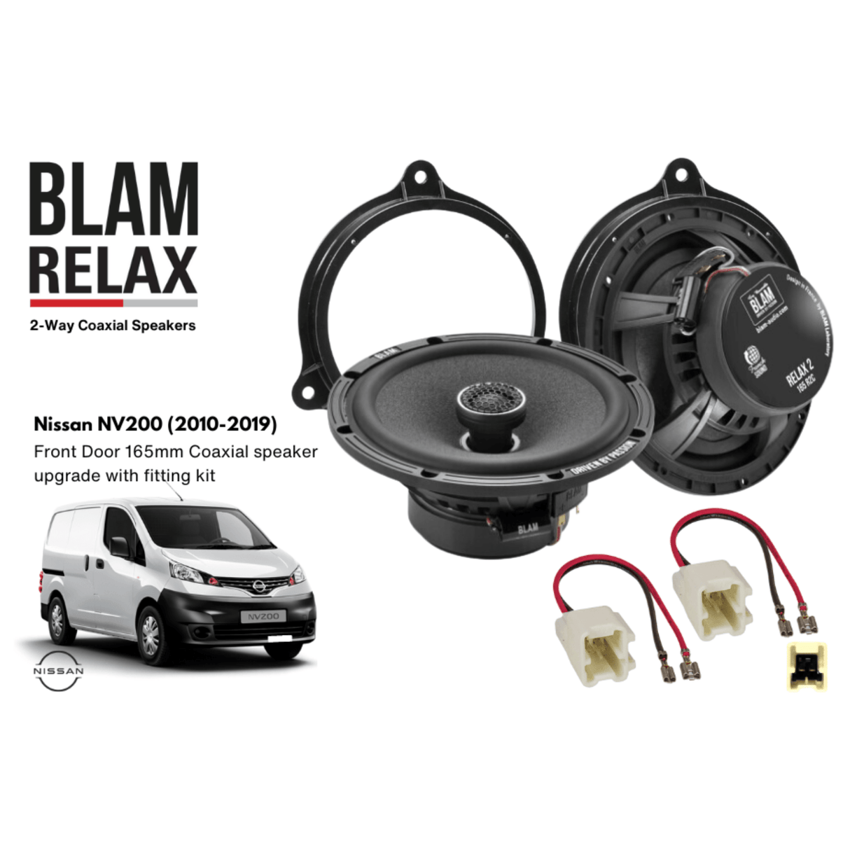 BLAM BLAM RELAX 165RC Front Door Coaxial Speaker Upgrade Kit for Nissan NV200 (2010-2019) - SFK-NIS1-RC165