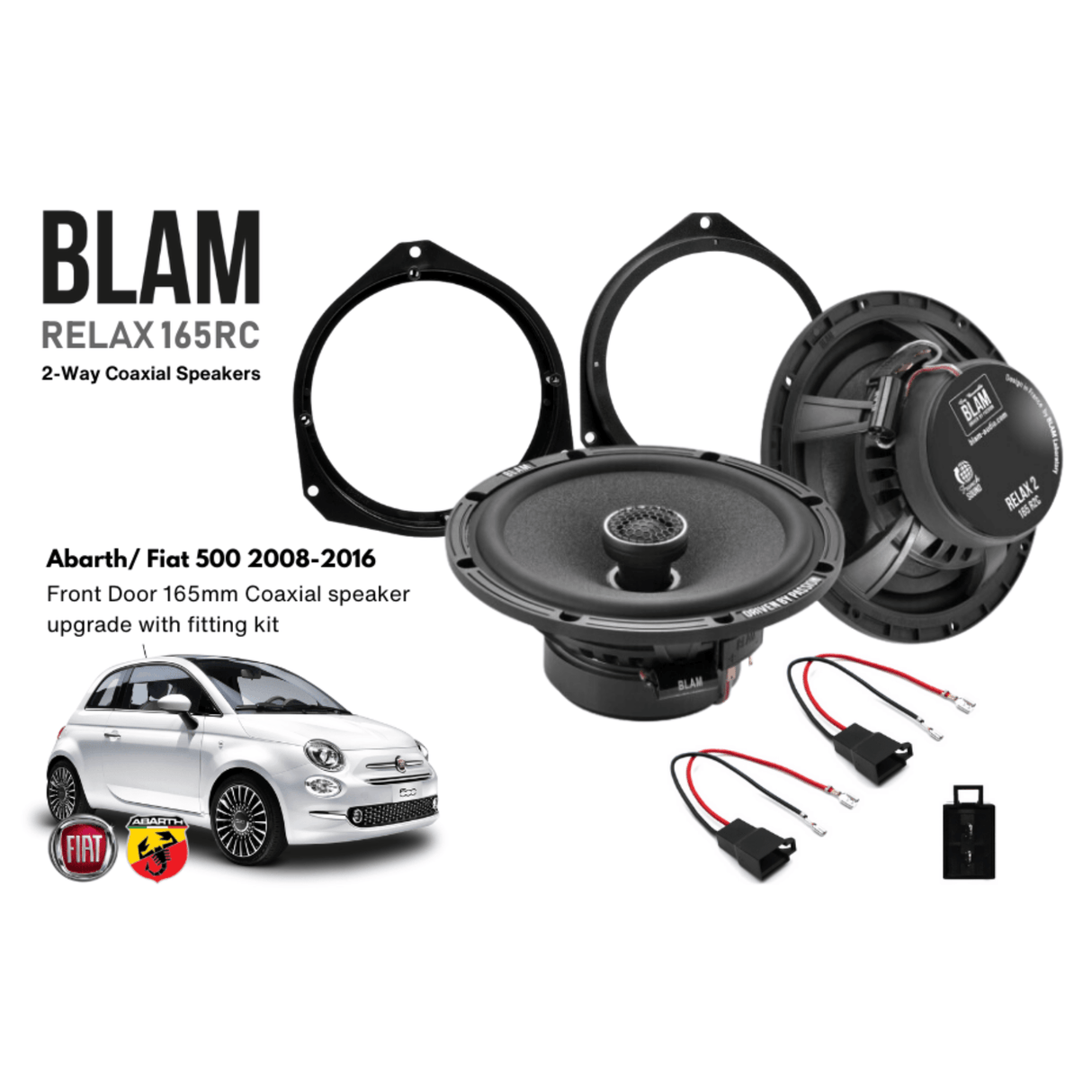 BLAM BLAM RELAX 165RC Front Door Speaker Upgrade Kit for Abarth/Fiat 500 (2008-2016) - SFK-FIA1-RC165