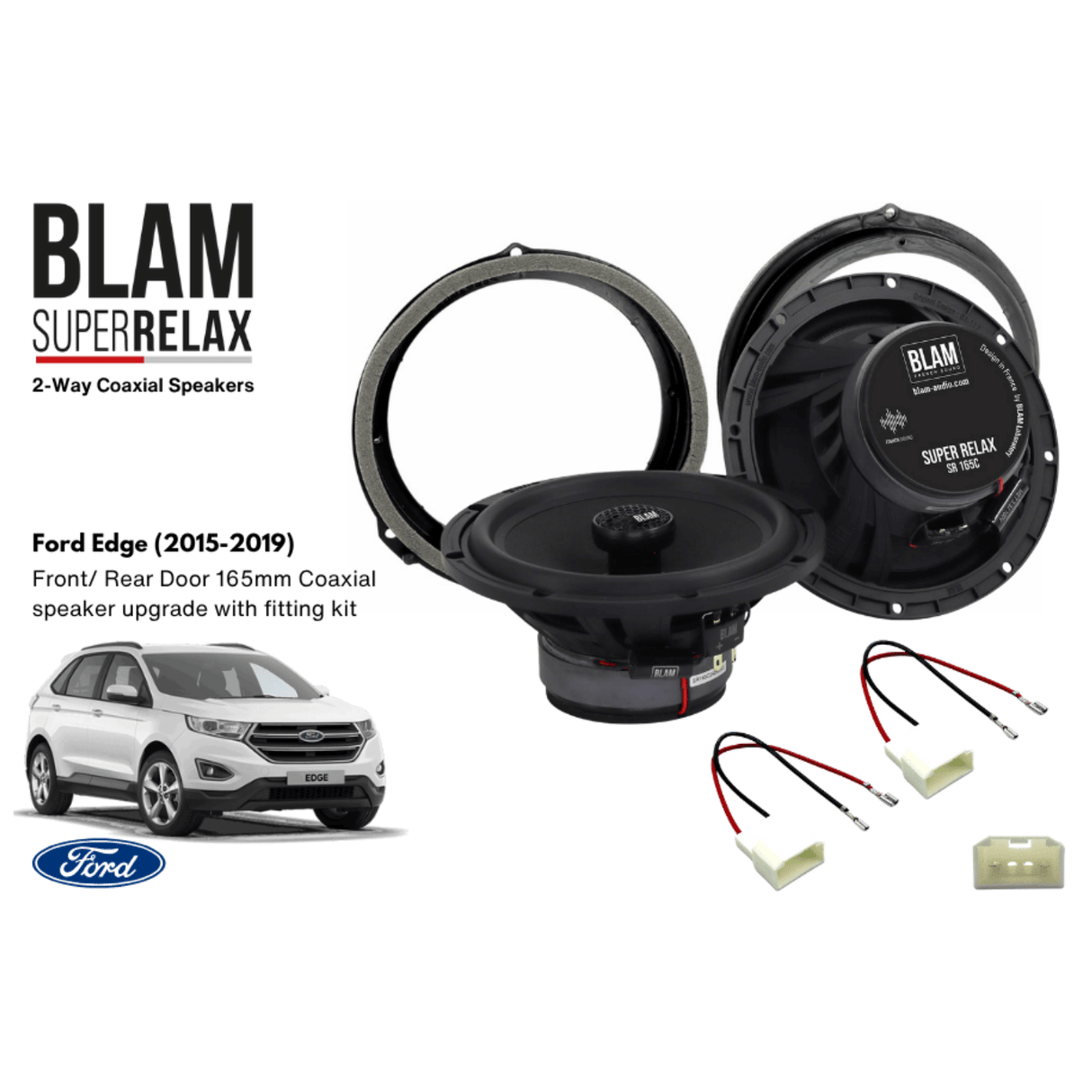 BLAM Car Specific Upgrades BLAM RELAX 165RC Front/Rear Door Coaxial Speaker Upgrade Kit for Ford Edge (2015-2019) - SFK-FOR2-RC165