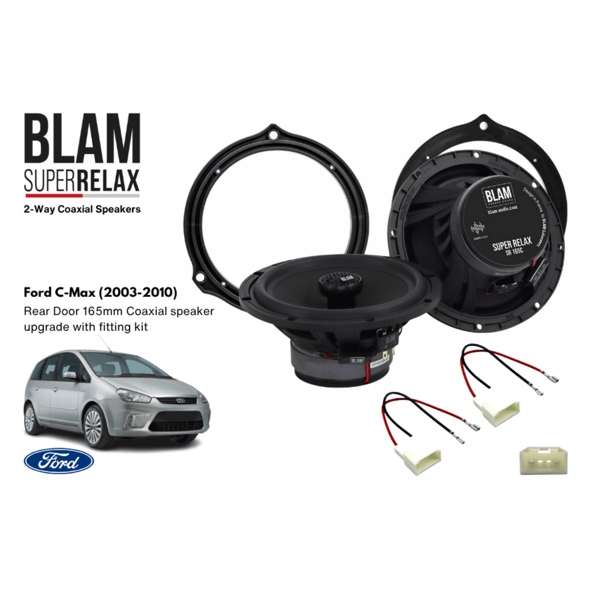 BLAM Car Specific Upgrades BLAM RELAX 165RC Rear Door Coaxial Speaker Upgrade Kit for Ford C-Max (2003-2010) - SFK-FOR4-RC165