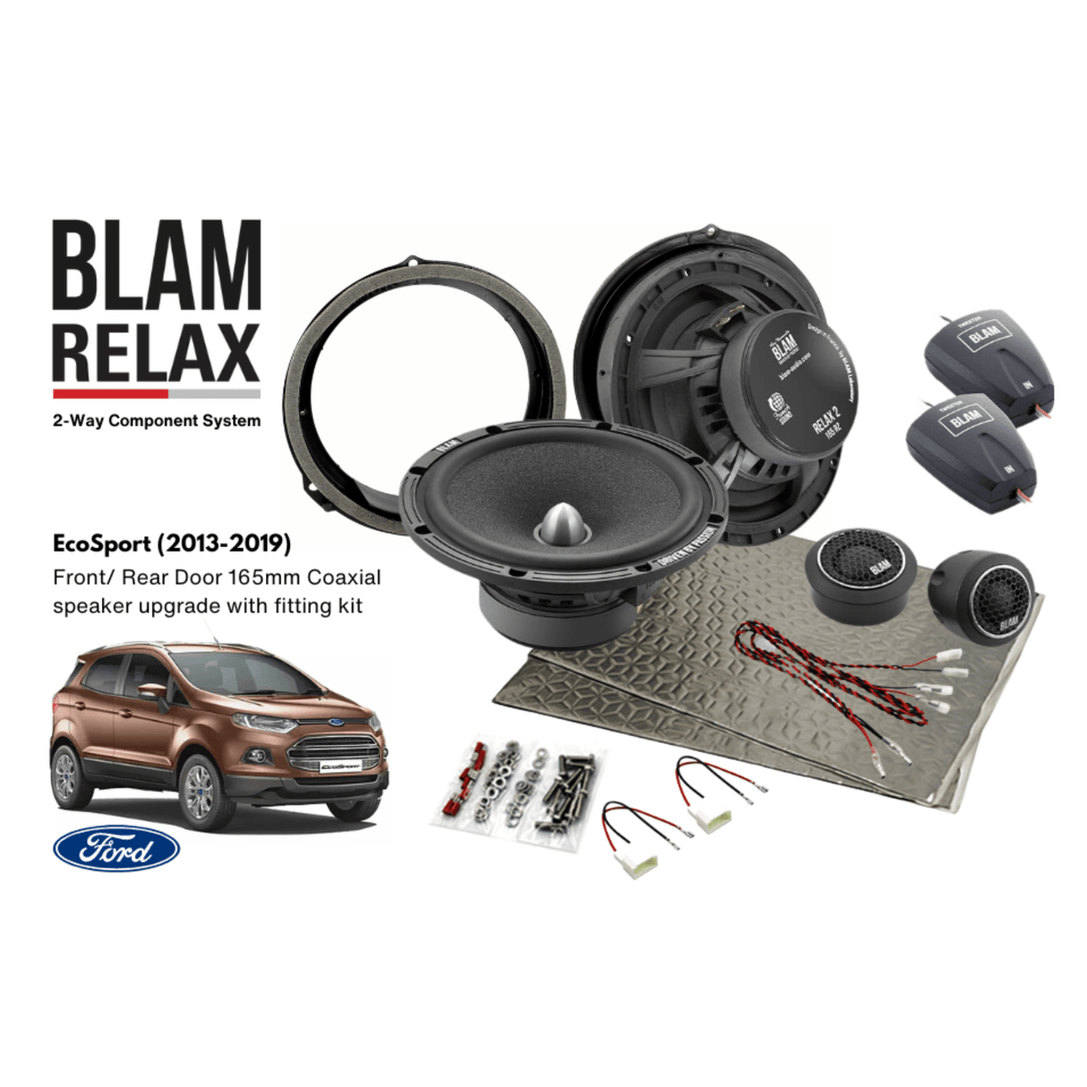 BLAM BLAM RELAX 165RS Front Door Component Speaker Upgrade Kit for Ford EcoSport (2013-2019) - SFK-FOR2-RS165
