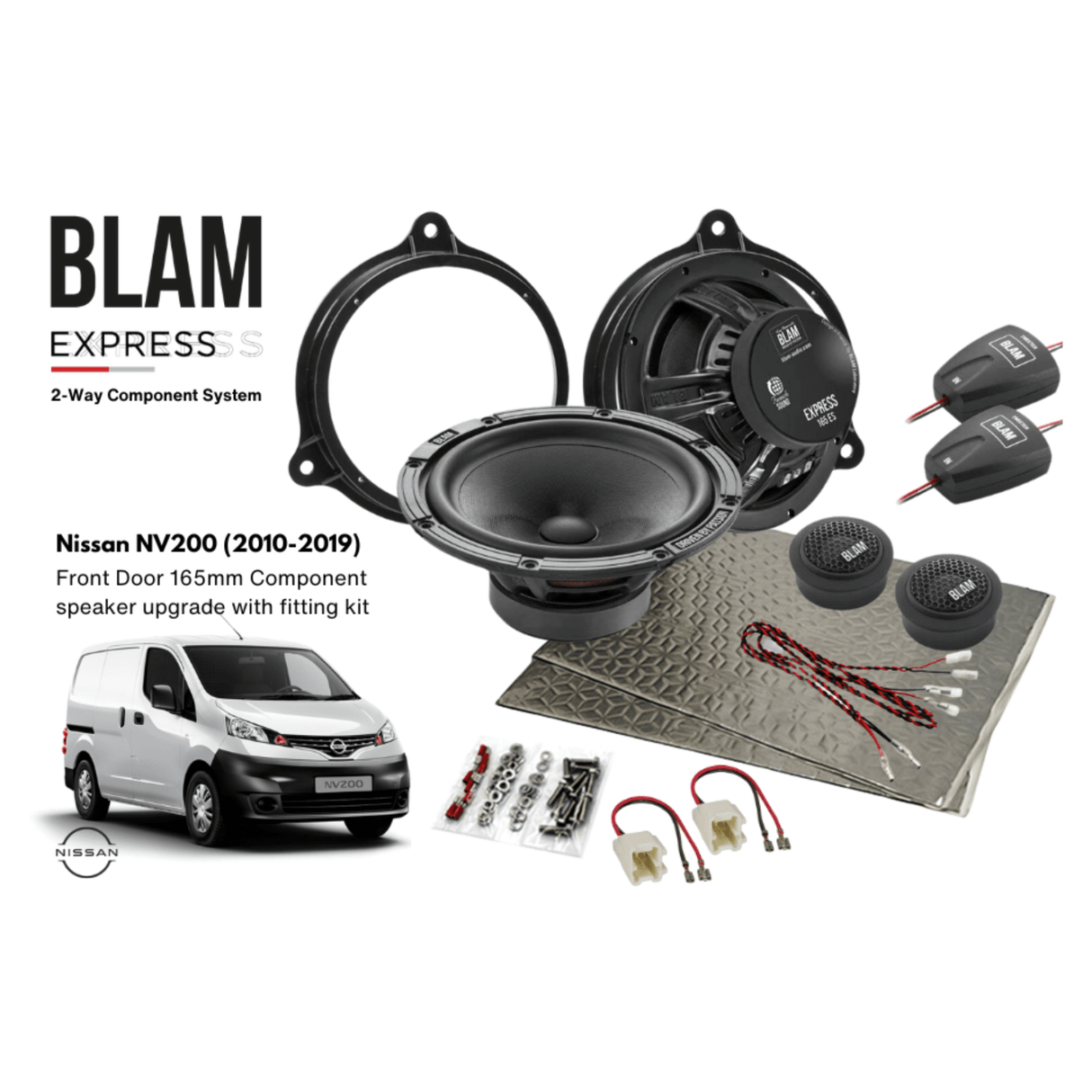 BLAM BLAM RELAX 165RS Front Door Component Speaker Upgrade Kit for Nissan NV200 (2010-2019) - SFK-NIS1-RS165