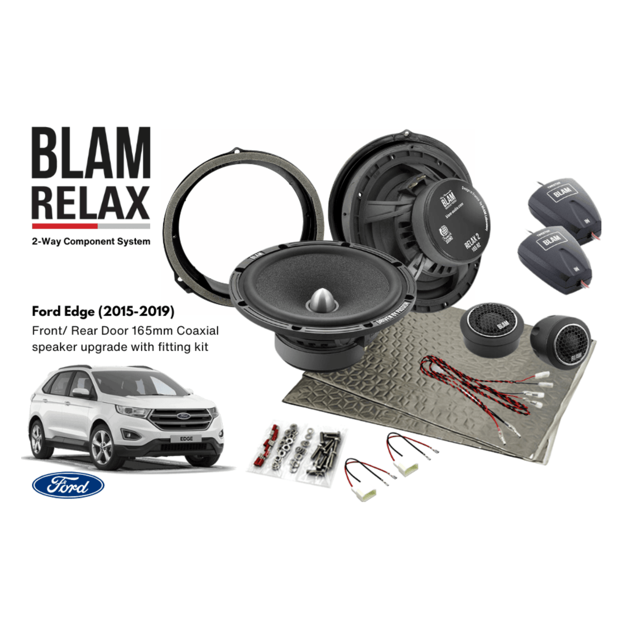 BLAM BLAM RELAX 165RS Front/Rear Door Component Speaker Upgrade Kit for Ford Edge (2015-2019) - SFK-FOR2-RS165