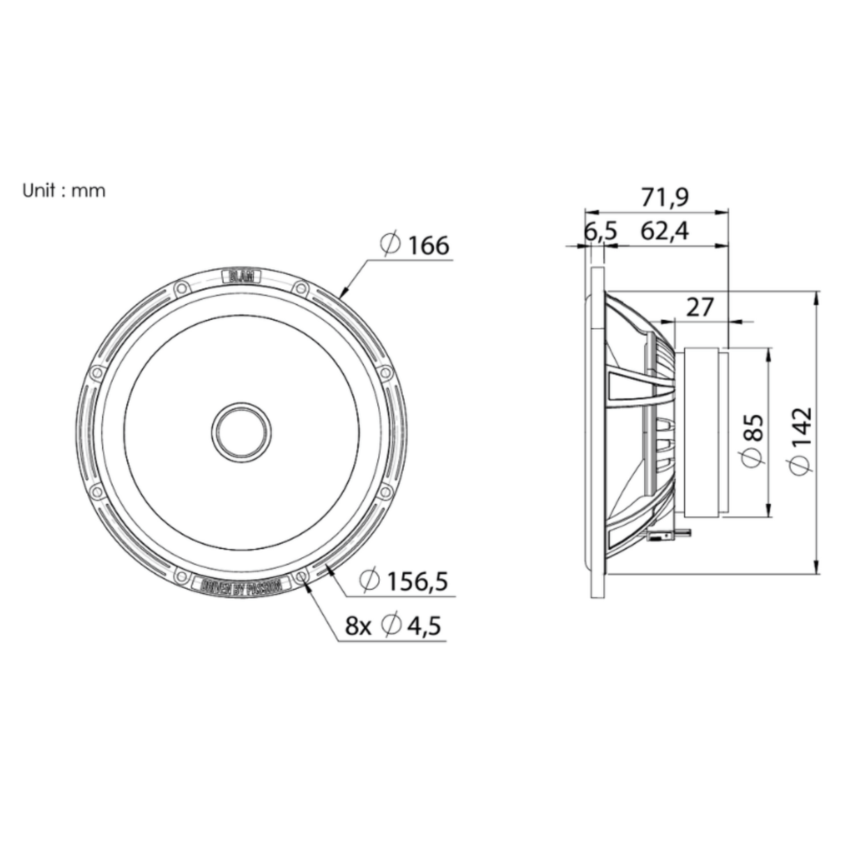 BLAM BLAM RELAX 165RS Front/Rear Door Component Speaker Upgrade Kit for Ford Edge (2015-2019) - SFK-FOR2-RS165