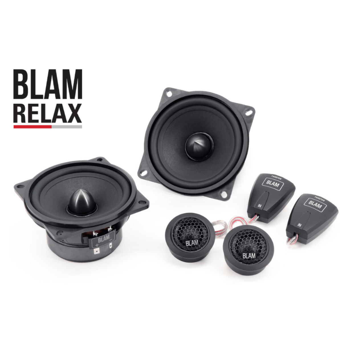 BLAM Car Speakers BLAM RELAX BL-100RFS 100mm (4inch) Hi-efficiency 2ohm, 2-Way Component Car Audio Speakers (PAIR)
