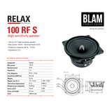 BLAM Car Speakers BLAM RELAX BL-100RFS 100mm (4inch) Hi-efficiency 2ohm, 2-Way Component Car Audio Speakers (PAIR)