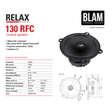 BLAM Car Speakers BLAM RELAX BL-130RFC 5.25" 2ohm 2-Way Coaxial Car Audio Speakers (PAIR)