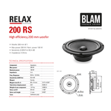 BLAM Car Speakers BLAM RELAX BL-200RS 200mm (8") Hi-efficiency 3ohm 2-Way Component Car Audio Speakers (PAIR)