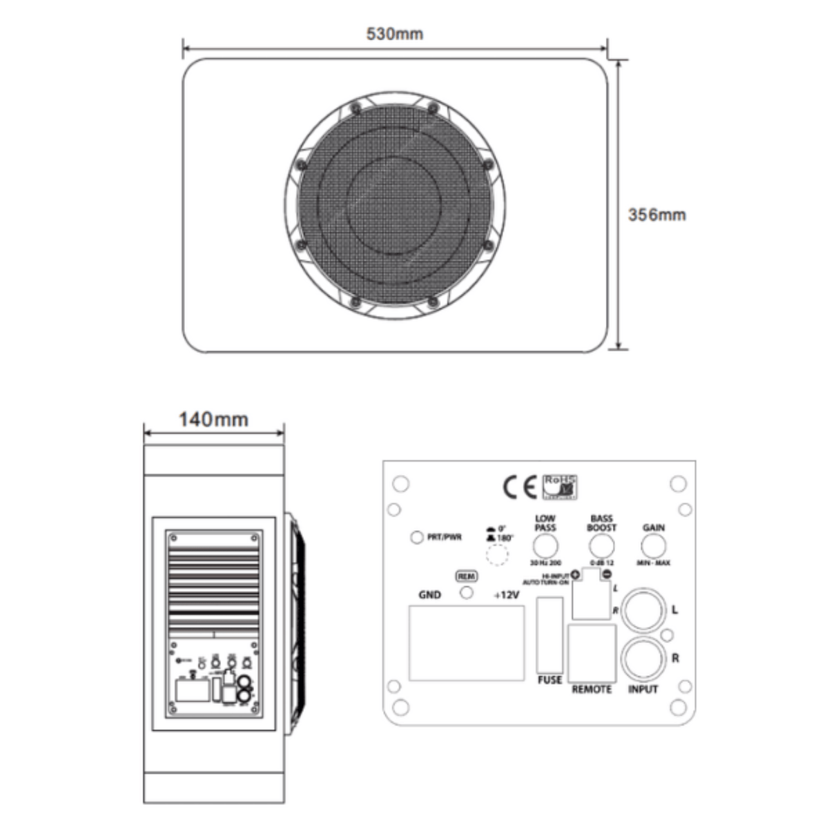 BLAM Car Subwoofers BLAM RELAX BL-CR25S 10" 300W Sealed Active Car Subwoofer And Amplifier