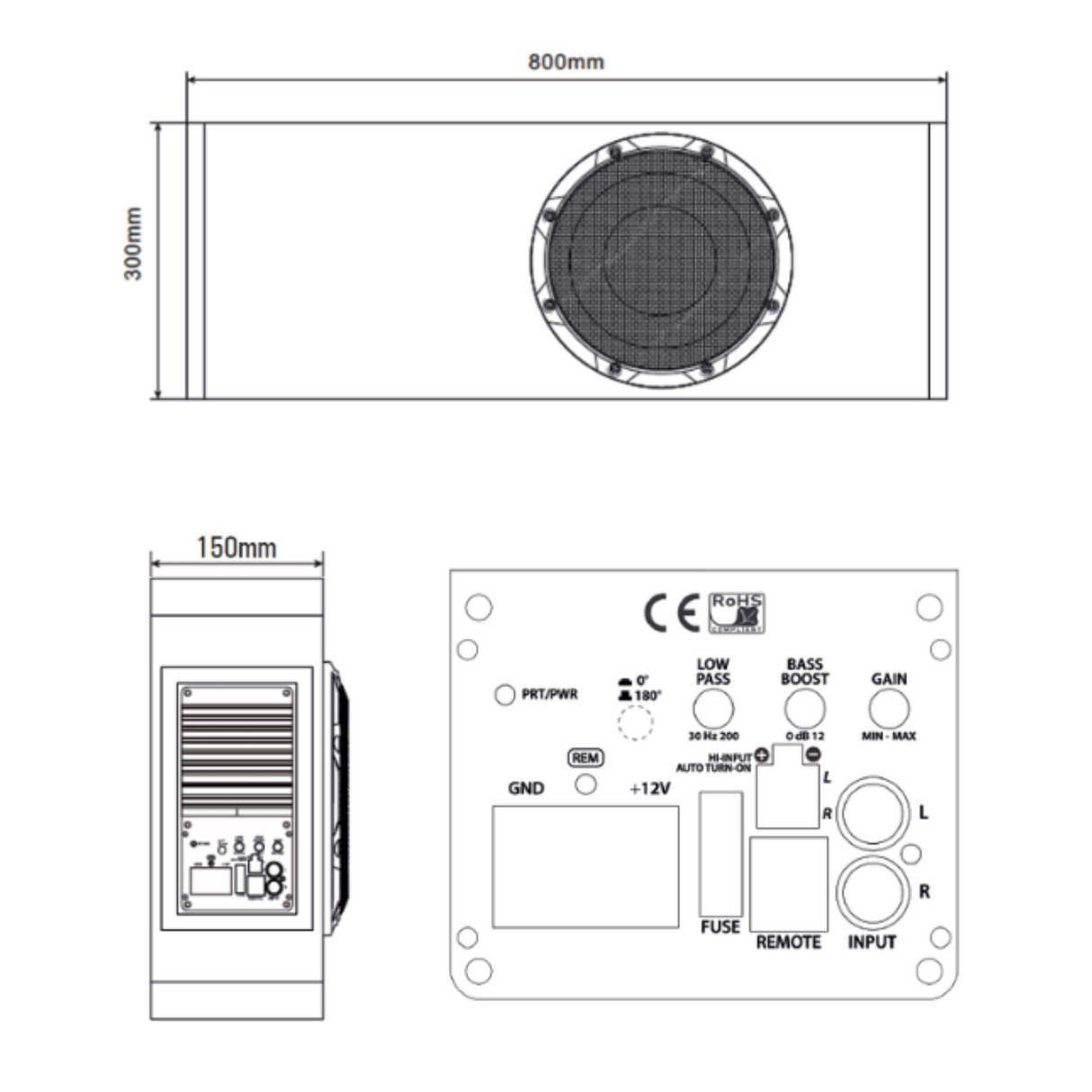 BLAM Car Subwoofers BLAM RELAX BL-CR25V 10" 300W Vented Active Car Subwoofer And Amplifier