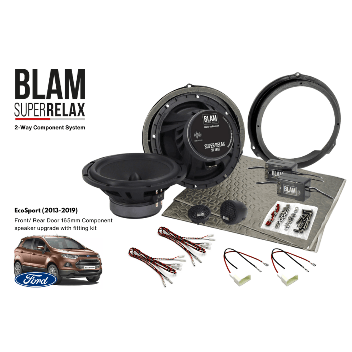 BLAM Car Specific Upgrades BLAM RELAX SFK-FOR2-RS165 Front Door Component Speaker Upgrade Kit for Ford EcoSport (2013-2019)