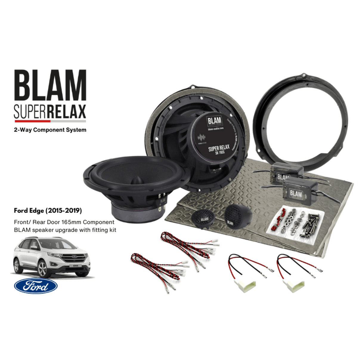 BLAM Car Specific Upgrades BLAM RELAX SFK-FOR2-RS165 Front/Rear Door Component Speaker Upgrade Kit for Ford Edge (2015-2019)