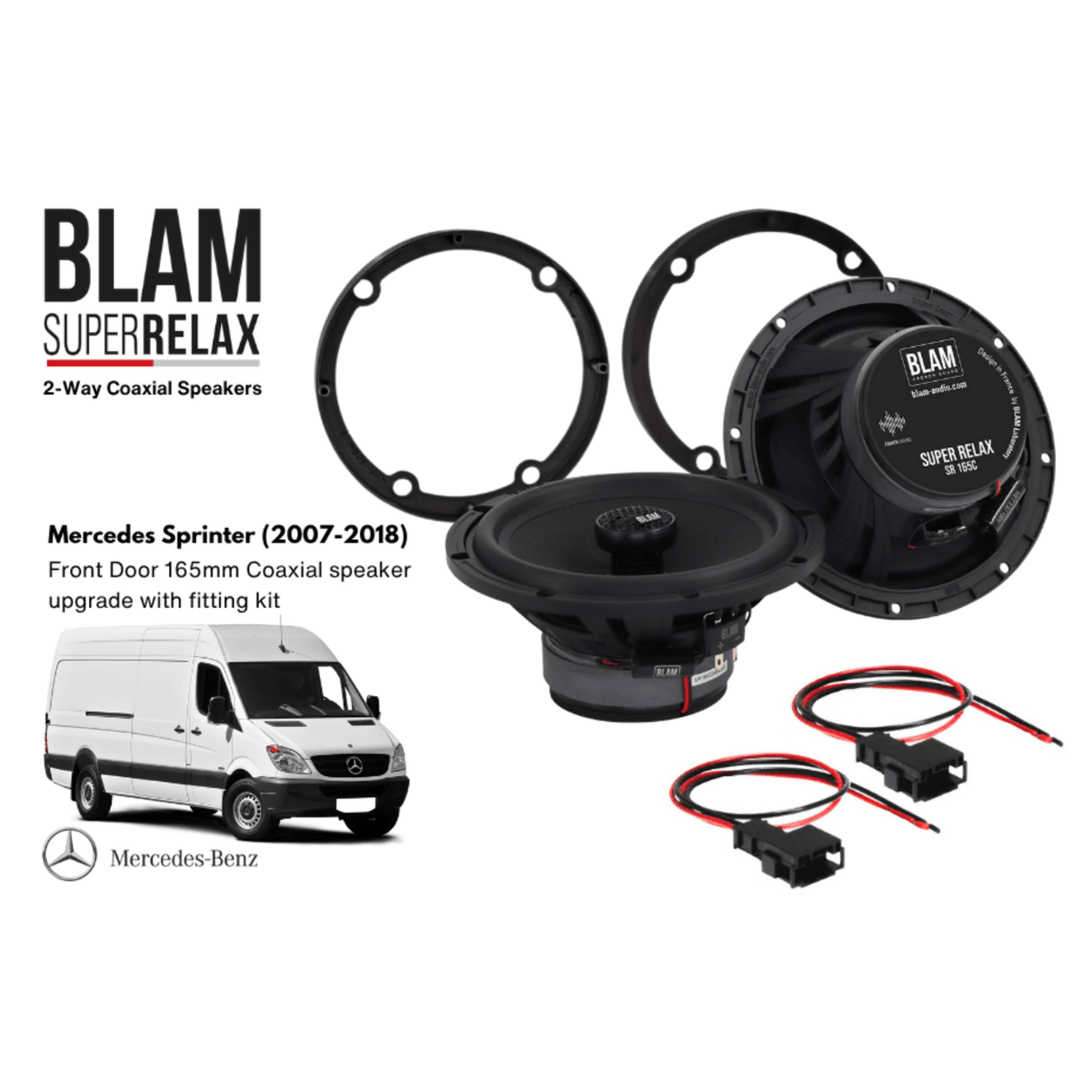 BLAM Car Specific Upgrades BLAM RELAX SFK-MERC1-RC165 Front Door Coaxial Speaker Upgrade Kit for Mercedes Sprinter W906 (2007-2018)