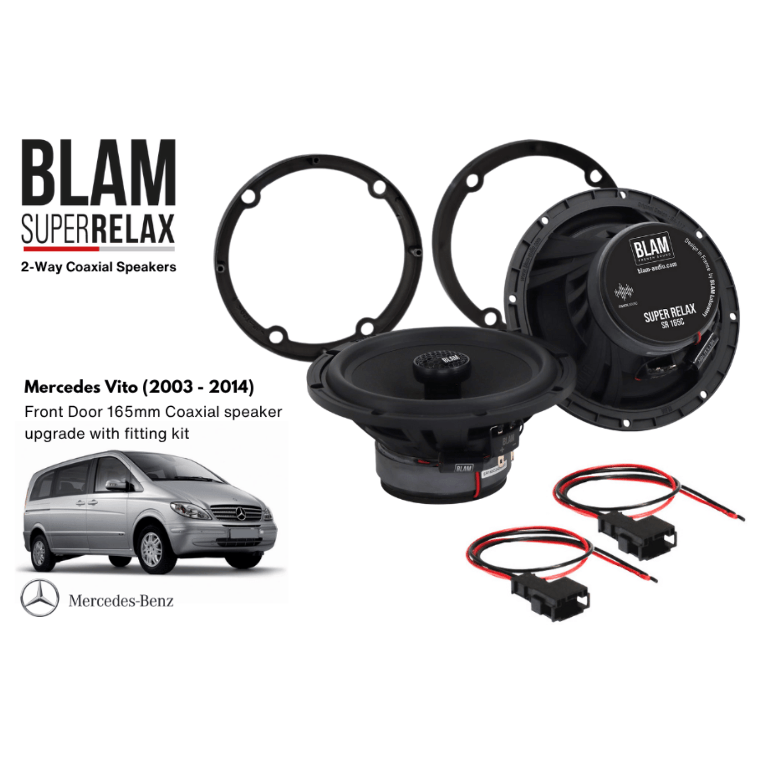 BLAM RELAX SFK-MERC1-RC165 Front Door Coaxial Speaker Upgrade Kit