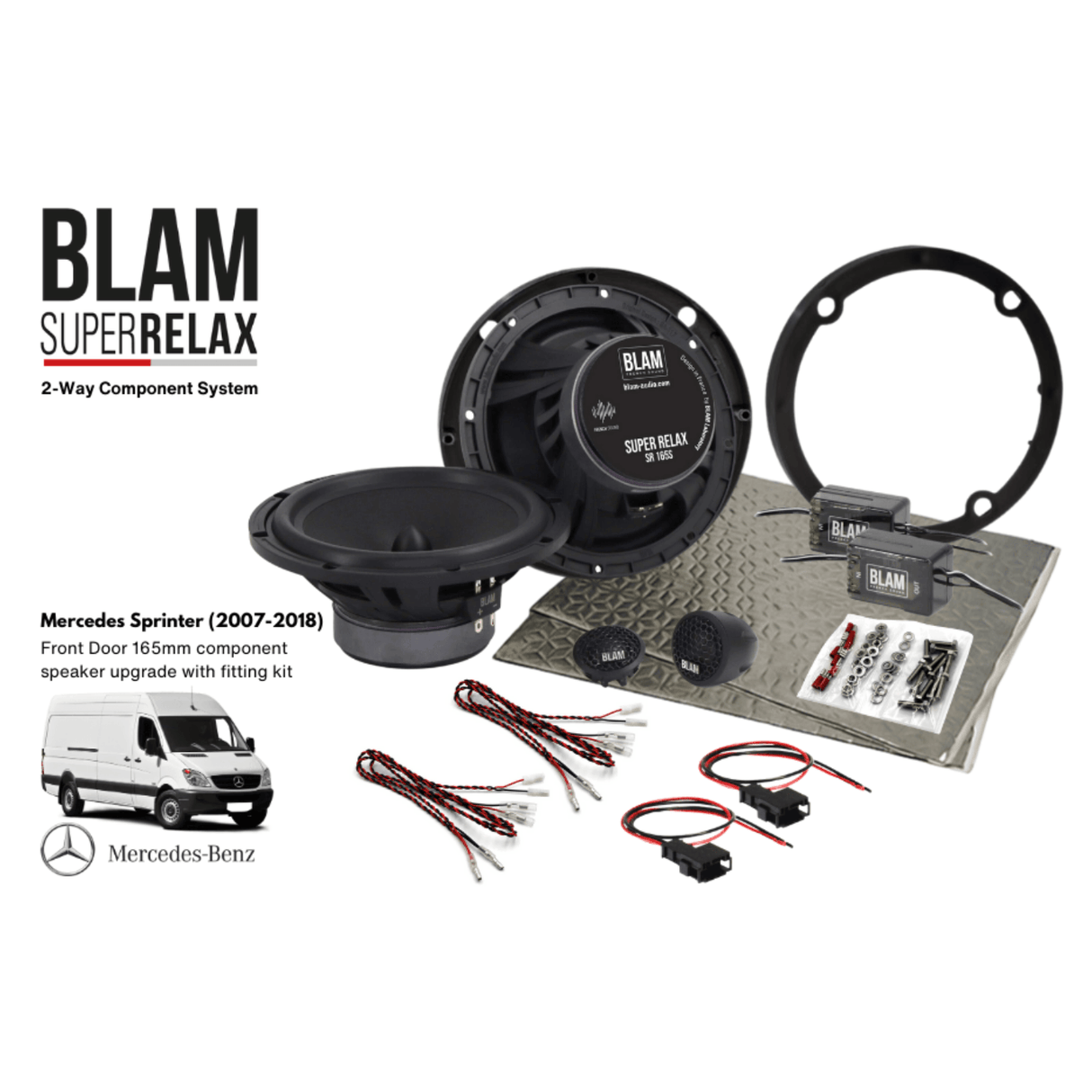 BLAM Car Specific Upgrades BLAM RELAX SFK-MERC1-RS165 Front Door Component Speaker Upgrade Fitting Kit for Mercedes Sprinter W906 (2007-2018)