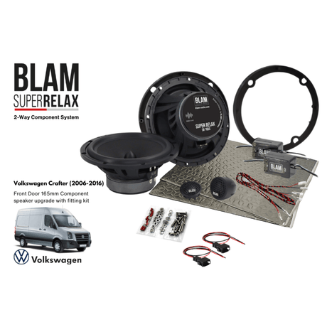 BLAM Car Specific Upgrades BLAM RELAX SFK-VW3-RS165 Front Door Component Speaker Upgrade Fitting Kit for Volkswagen Crafter (2006-2016)