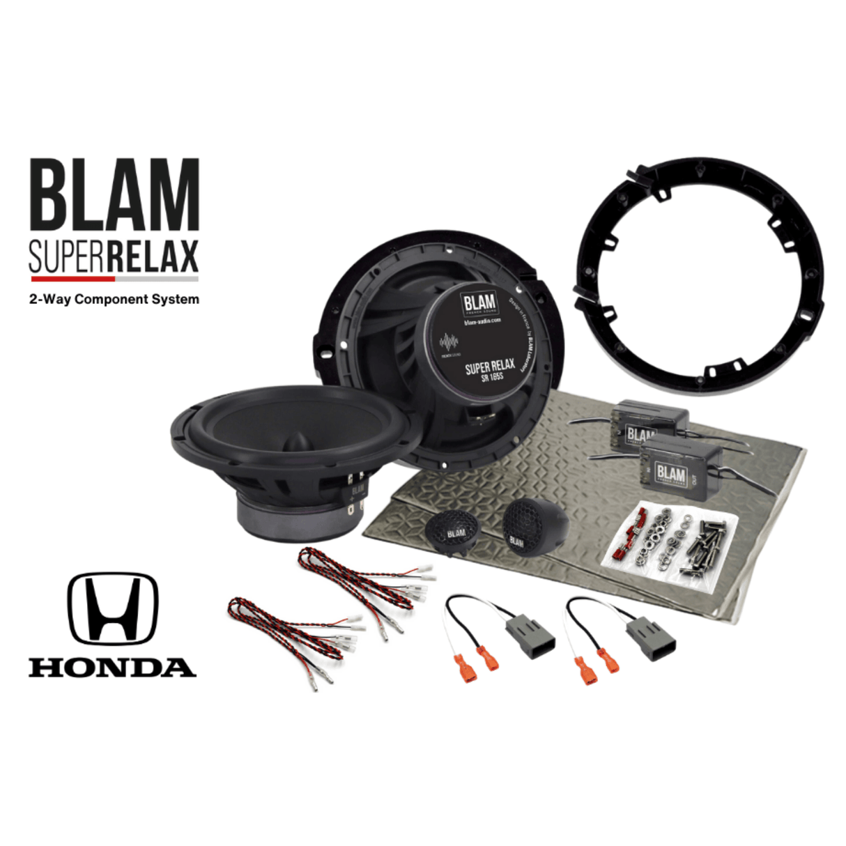 BLAM Car Speakers BLAM SFK-HON-RS165 2-Way Front Door Component Speaker Upgrade Kit for Honda Civic (2012–2017)
