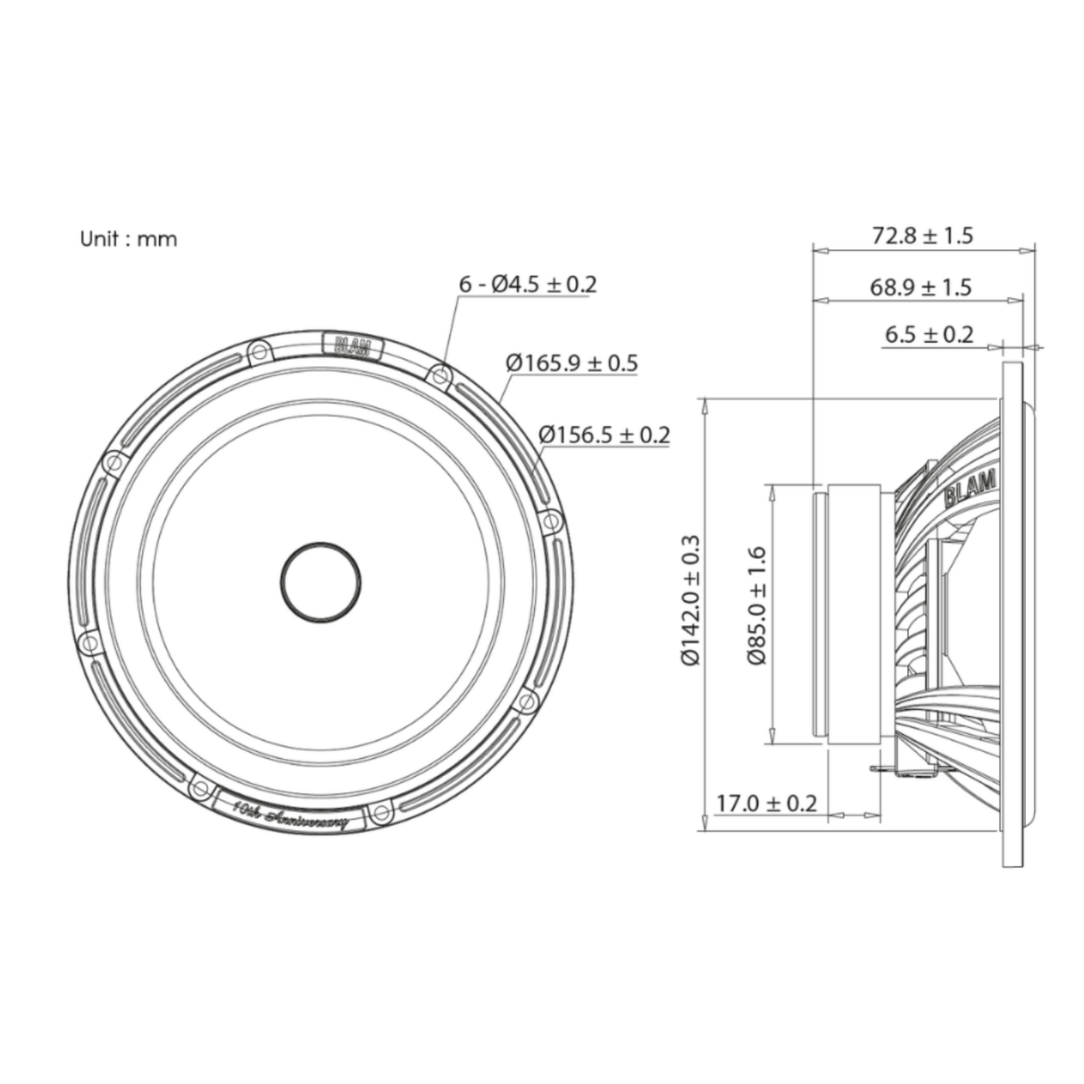 BLAM Car Speakers BLAM SFK-HON-RS165 2-Way Front Door Component Speaker Upgrade Kit for Honda Civic (2012–2017)
