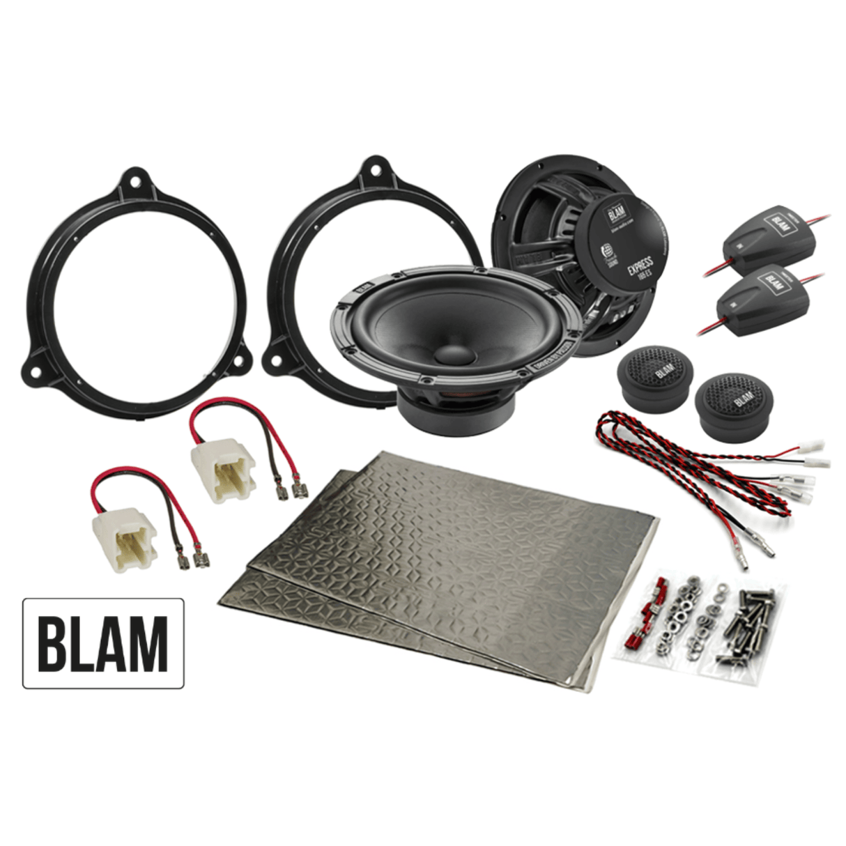 BLAM Car Speakers BLAM SFK-REN1-ES165 2-Way Front Door Component Speaker Upgrade Kit for Smart Fortwo & Forfour