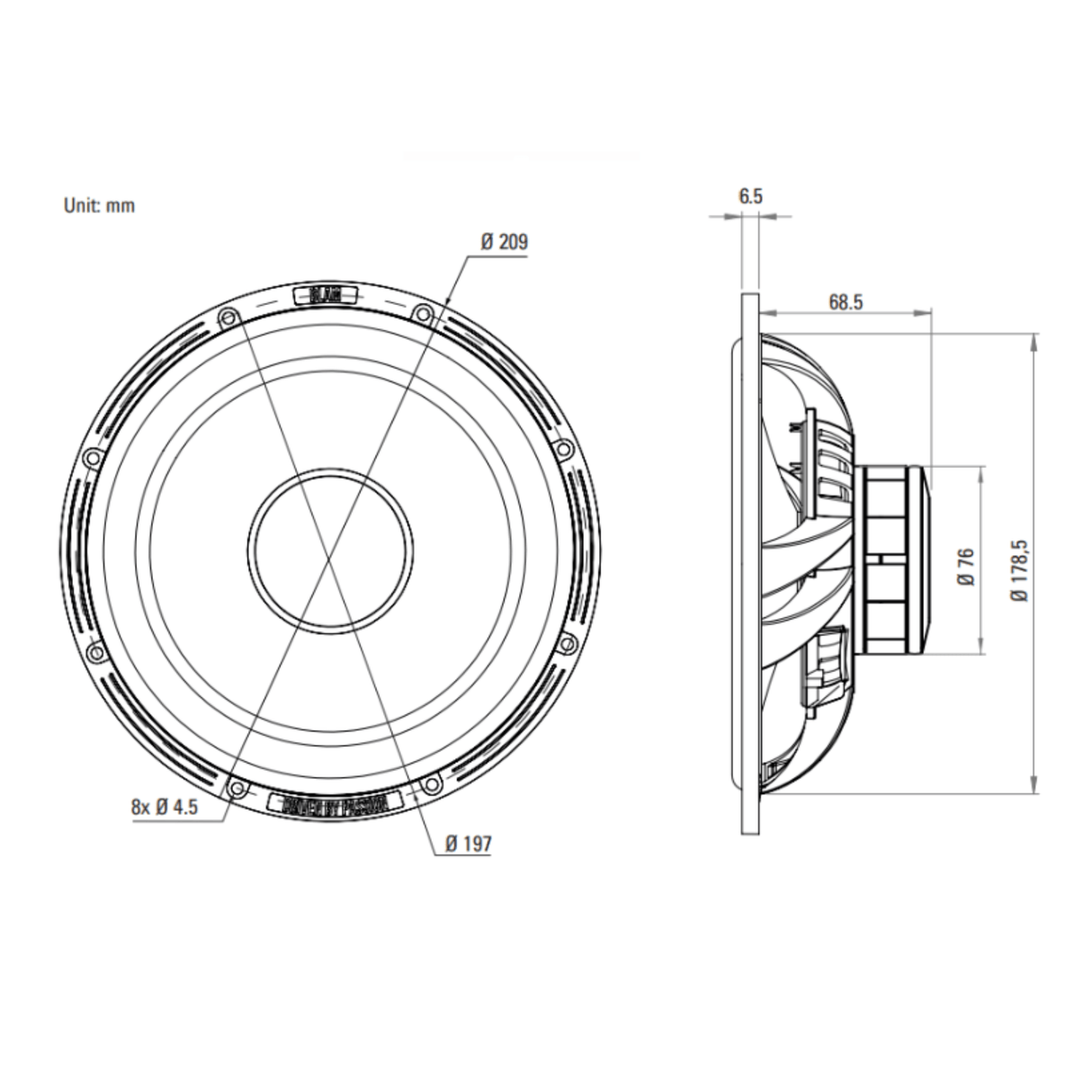 BLAM Car Speakers BLAM Signature Multix BL-WS8 8" (200mm) 250W High-Fidelity Car Audio Speakers
