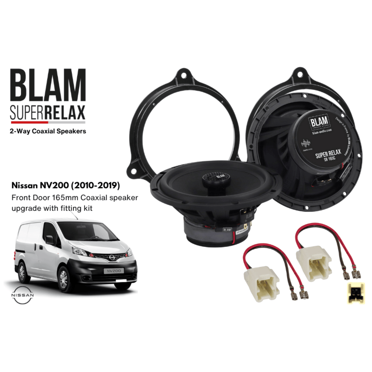 BLAM Car Specific Upgrades BLAM SR165C Front Door Coaxial Speaker Upgrade Fitting Kit for Nissan NV200 (2010-2019) SFK-NIS1-RC165