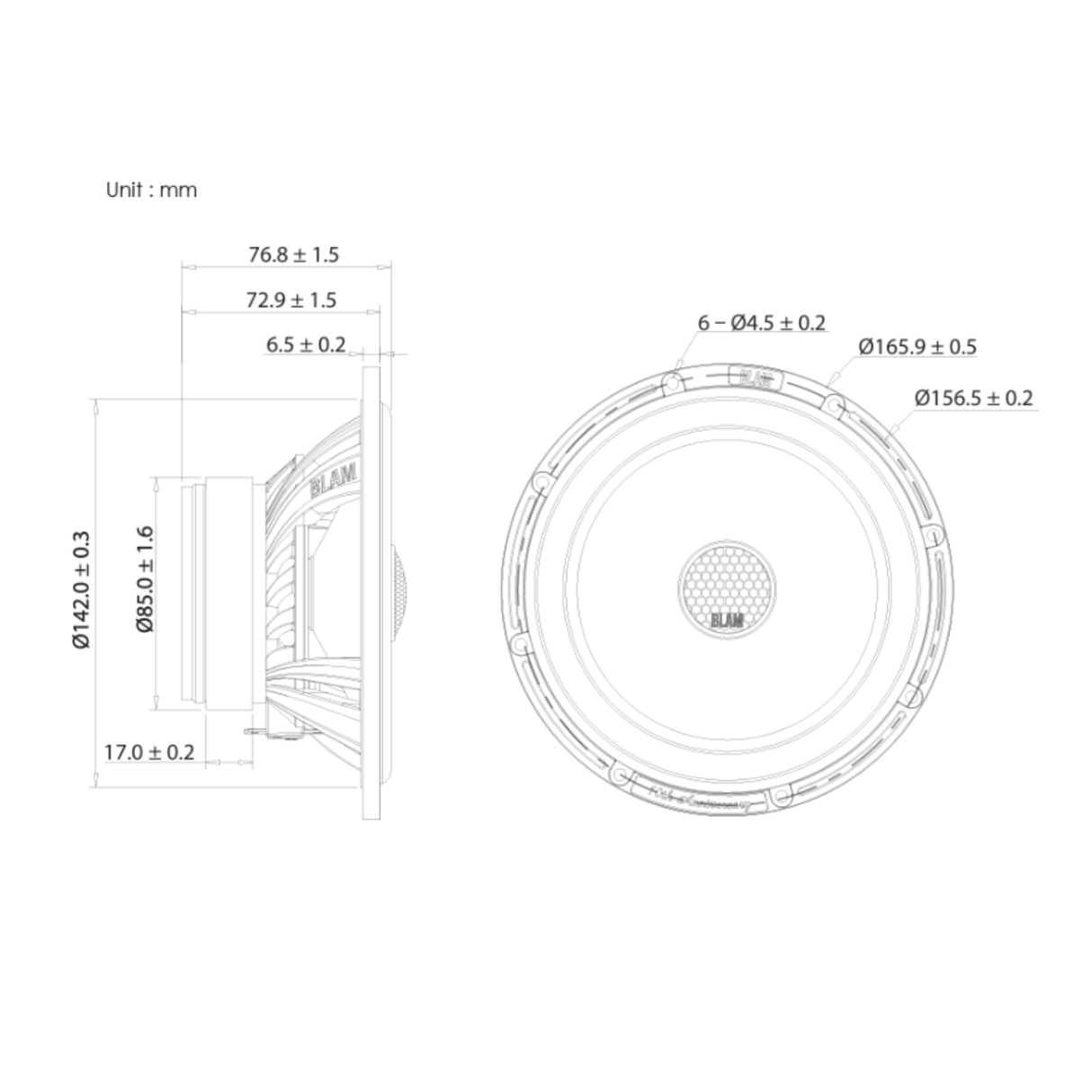 BLAM Car Speakers BLAM Super Relax BL-SR165C 6.5" (165mm) Hi-efficiency 3ohm Coaxial Car Speakers